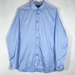 Ted Baker London Shirt Men’s Button Dow Blue  Cotton Long Sleeve Size 5 Office